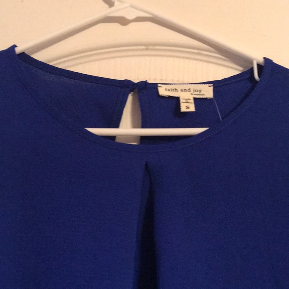 NWO Blue Ruffle Shoulder Blouse - Picture 3 of 6